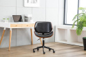 Fotel biurowy z drewnem i czarną skórą FOT-412-ORZ-CZ