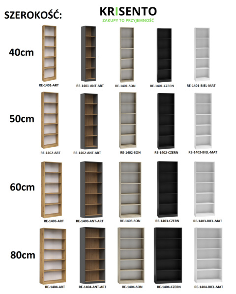 Regał na książki 40 cm RE-1401-ART