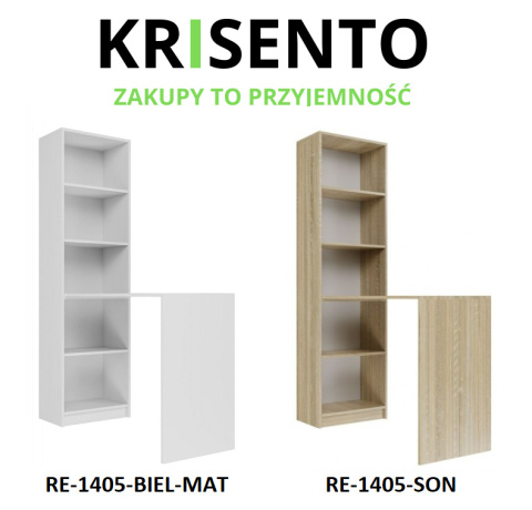 Biurko z regałem na książki RE-1405-BIEL-MAT