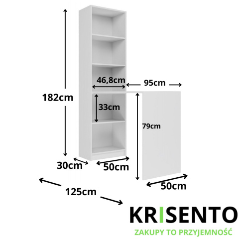 Biurko z regałem na książki RE-1405-BIEL-MAT