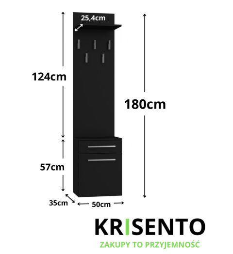 Mała garderoba czarna matowa GAR-103-CZERN