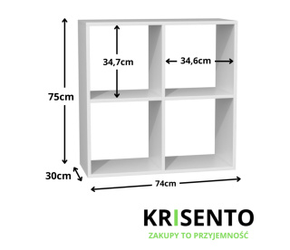 Regał 2x2 komorowy biały RE-1407-BIEL-MAT