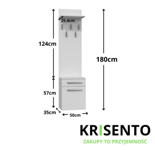 Wąska garderoba biała GAR-103-BIEL-MAT