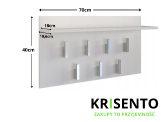 Wieszak do przedpokoju na ścianę z półką WIESZ-601-BIEL-MAT