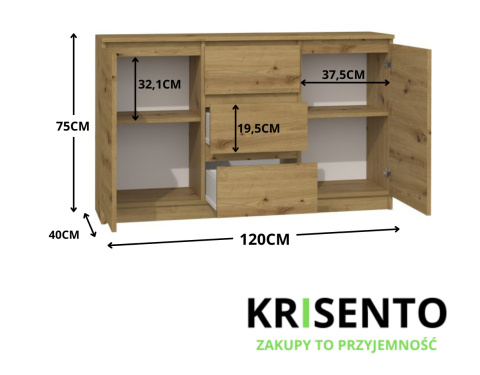 Duża komoda do salonu dąb artisan KOM-912-ART
