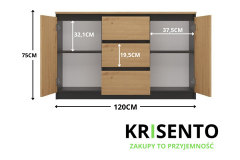 Komoda 2 metry KOM-925-ANT-ART-BA