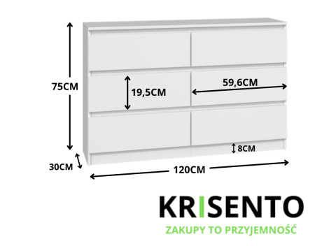 Komoda biała głębokość 30 cm KOM-904-BIEL-MAT