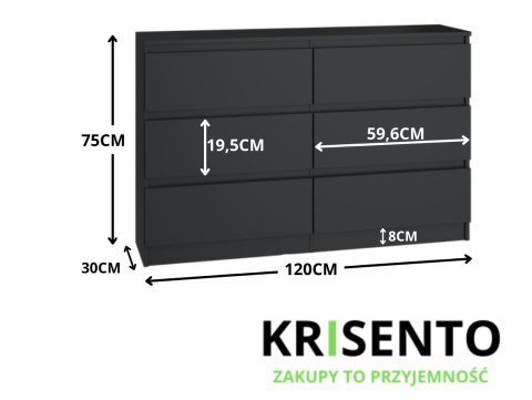 Komoda czarna z szufladami KOM-904-CZERN-MAT