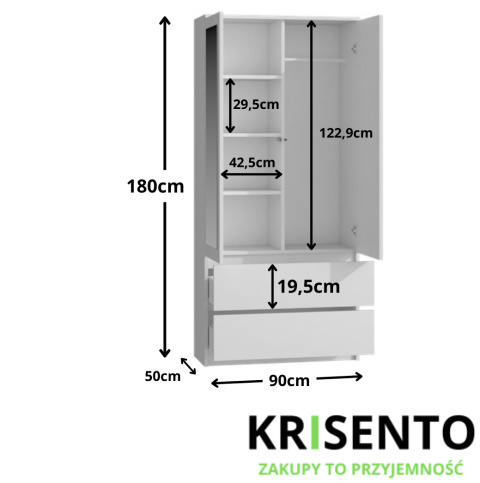 Szafa do wiatrołapu 50x90x180 cm SZAF-1009-BIEL-MAT