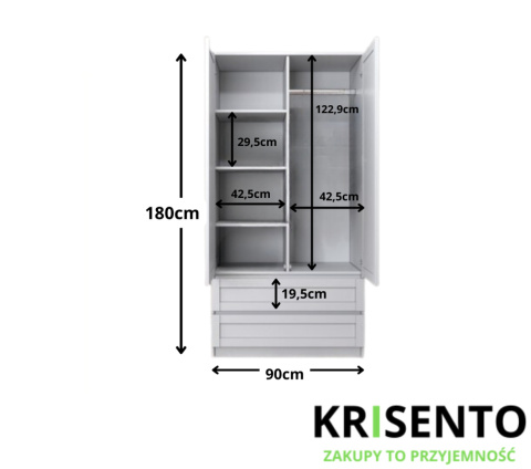 Szafa frezowana 90cm SZAF-1010-BIEL-MAT