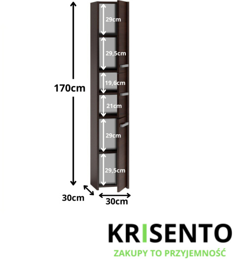 Szafka słupek do łazienki 30 cm wenge LAZ-1310-WEN