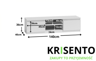 Biała szafka rtv 140cm RTV-502-BIEL-MAT