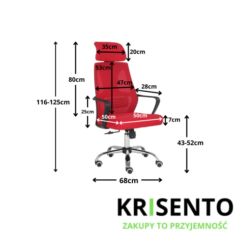 Fotel biurowy z siatki FOT-402-CZERWO